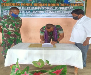 Dandim 1624/Flotim Resmikan Pompa Hidram Tahap lV Kodam lX/Udayana di Desa Lamatutu