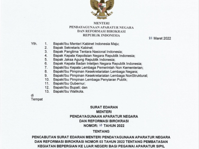 Pembatasan ASN Bepergian