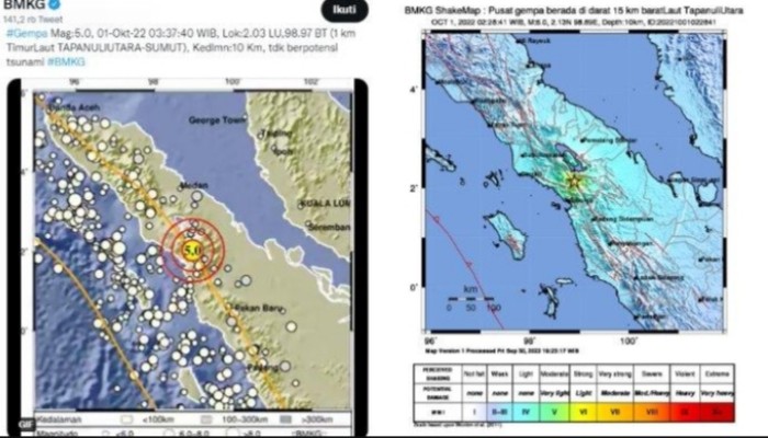 Gempa Mengguncang Tapanuli Utara