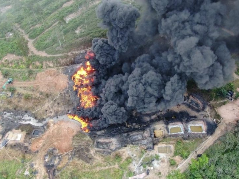 Sumur Minyak Ilegal di Muba Terbakar Terbakar, 1 Tewas