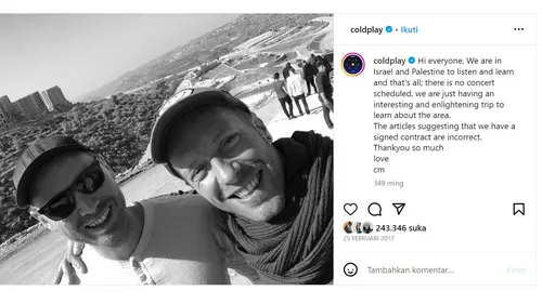 Coldplay Mendukung Palestina