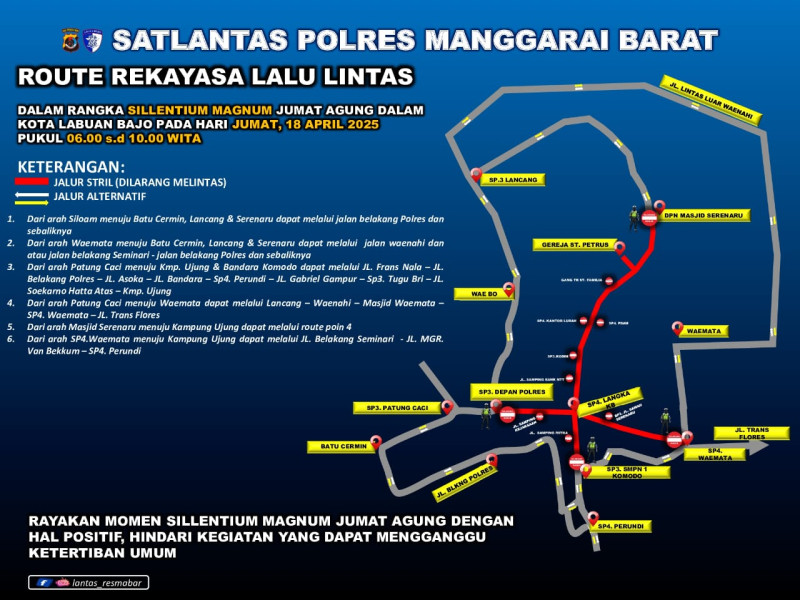 Polisi Rekayasa Lalu Lintas Jelang Prosesi Jalan Salib di Labuan Bajo