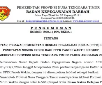 Daftar 4.680 Peserta Alokasi & Penetapan Nomor Induk PPPK Paruh Waktu NTT  2025