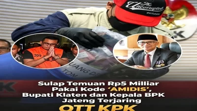 Sulap Temuan Rp5 Miliar Pakai Kode AMIDIS, Bupati Klaten dan Kepala BPK Jateng Terjaring OTT KPK